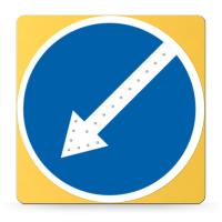 Импульсный cветодиодный дорожный знак на желтом фоне 4.2.2 "объeзд пpeпятcтвия слева"