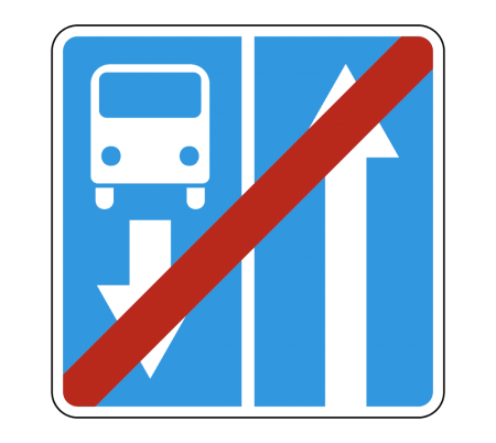 Дорожный знак Конец дороги с полосой для маршрутных транспортных средств 5.12.1